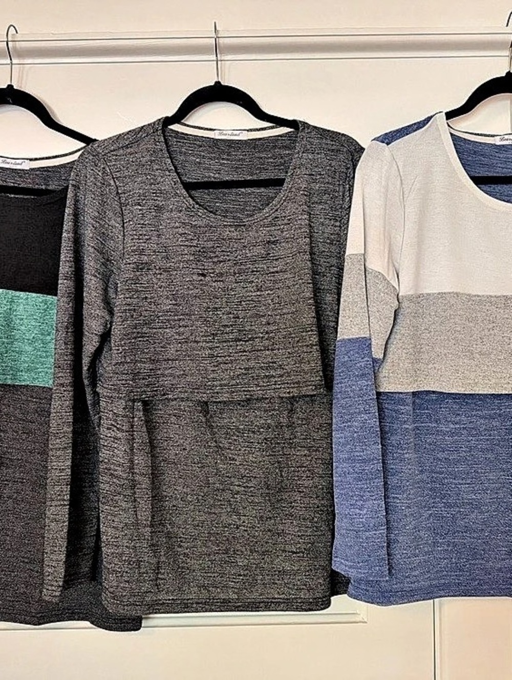 Maternity/breastfeeding Color Block Long Sleeve Tops